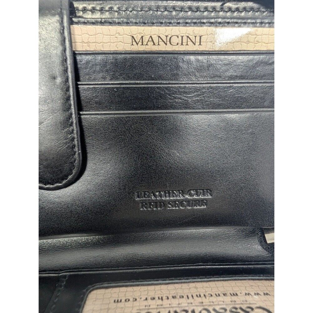 Mancini Casablanca RFID Full Zip Leather Clutch Wallet Black 87000372. - Picture 4 of 13